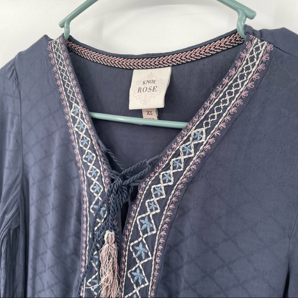 Knox Rose Purple / Blue  Embroidered Boho Top - Picture 3 of 13